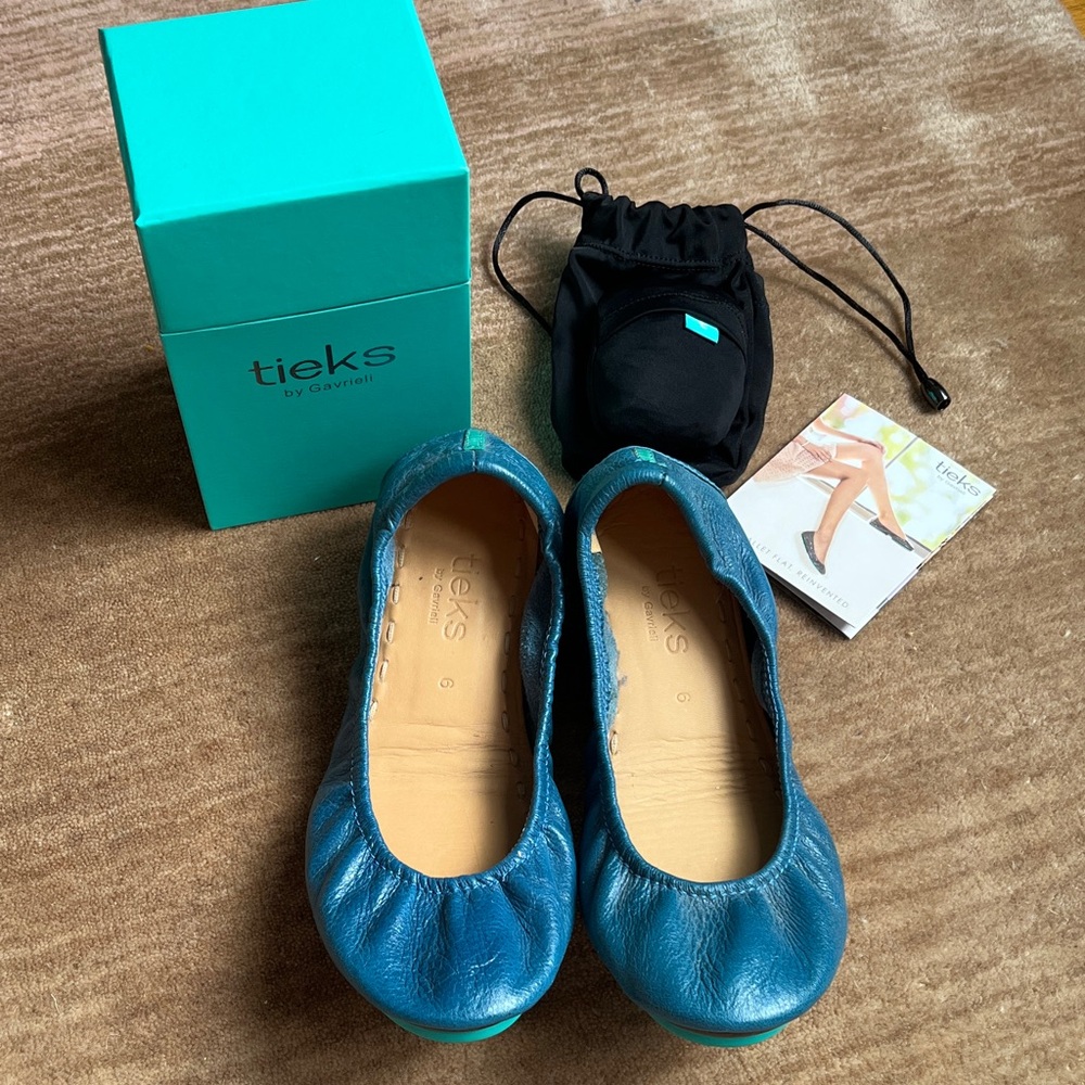 Tieks Cobalt Blue Flats with Box